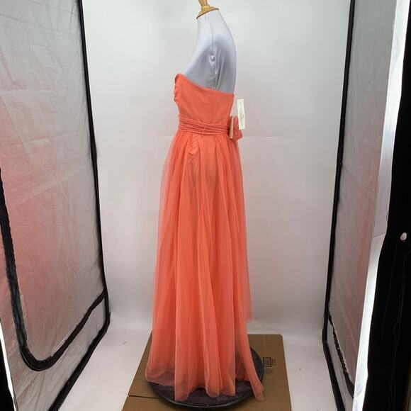 Eva Mendes Dress Womens 0 Deep Peach Sweetheart Strapless Chiffon Lined Maxi - Picture 4 of 14
